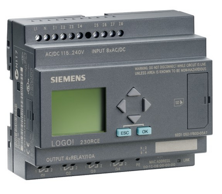 LOGO 230RCE,logic module,Display PS/I/O: 115V/230V/relay, 8 DI/4 DO, memory 400 blocks, modular expa