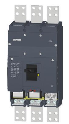 Interruptor automático 3VT5 gran poder de corte Icu=55 kA 415VAC 3 polos; Ir=630...1600 A IRM=2...20 kA de cortocircuito conexiones por tornillo incluido la unidad de contacto
 1x3VT5716-3AA30-0AA0 +  1x3VT9516-6AC00