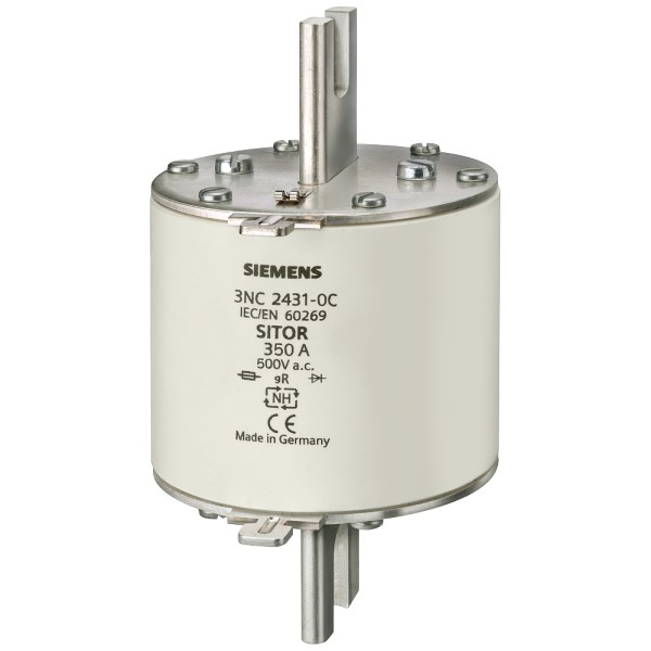 Cartucho de fusibles SITOR con contactos de cuchilla ranurados NH3 Entrada: 350 A aR Un AC: 500 V Un DC: 440 V indicador de fusión superior