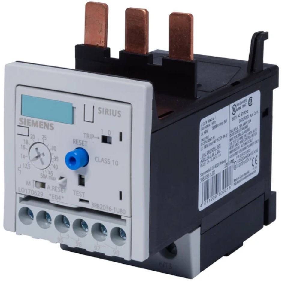 RELE ELECTRONICO SIRIUS 3RB, TAM. S2, REGULACION: 12.5 - 50 A, PARA CONTACTORES 3RT1034/1035/1036 RELE ELECTRONICO SIRIUS 3RB, TAM. S2, REGULACION: 12.5 - 50 A, PARA CONTACTORES 3RT1034/1035/1036