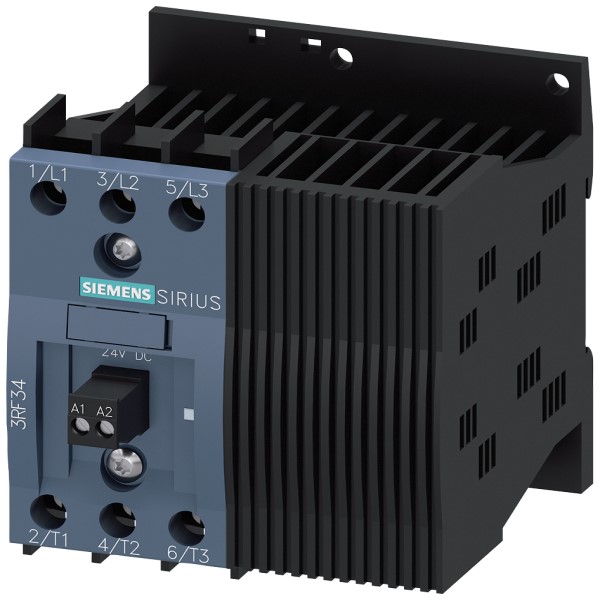 Contactor estático trifásico 3RF3 AC 53 / 92 A / 40 °C 48-480 V / DC 24 V controlado por 2 fases de conmutación instantánea borne de tornillo
