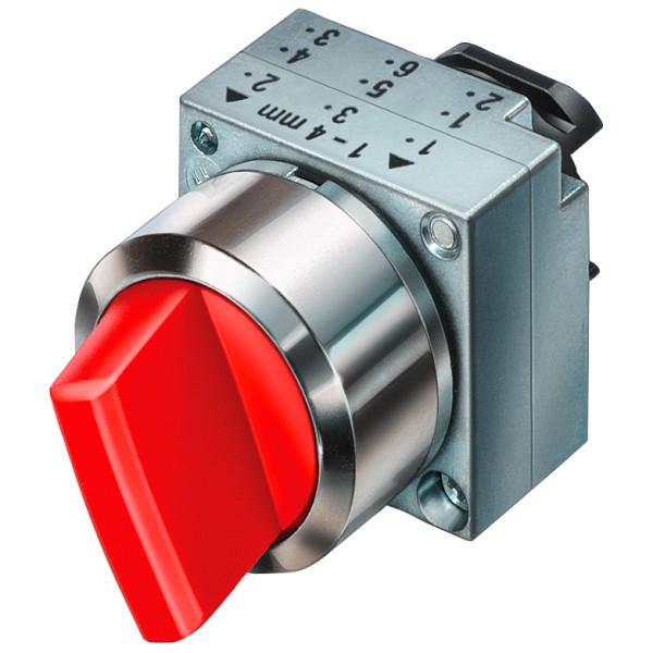 SELECTOR 22 MM REDONDO METAL VERDE SELECTOR CORTO 3 PosiciónES I-O-II IZQUIERDA SOSTENIDA DERECHA MOMENTÁNEA ÁNGULO DE CONMUTACIÓN 2x50° CON SOPORTE
