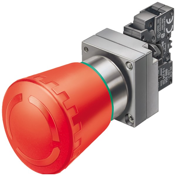 Pulsador 22 mm 1 NC  tipo hongo  emergencia con retencion20