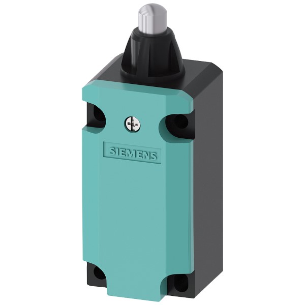 Interruptor de posición caja metálica 40 mm según DIN EN 50041 Conexión del aparato 1x (M20 x 15) 1NA/1NC contactos de acción brusca vástago de rodillo con 3 mm de sobrecarrera vástago de acero inoxidable