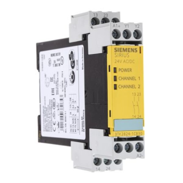 Módulo de seguridad SIRIUS con circuitos de habilitación de relé (FK) AC/DC 24 V 225 mm borne de tornillo FK instantáneo: 2 NA FK retardado: 0 NA MK: 0 NC ARRANQUE AUTOMÁTICO aparato base máximo alcanzado SIL: 1 PL: c