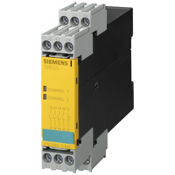 Módulo de seguridad SIRIUS con circuitos de habilitación de relé (FK) AC/DC 24 V 225 mm borne de tornillo FK instantáneo: 4 NA FK retardado: 0 MK para realimentación: 1 aparato de ampliación máximo alcanzado SIL / PL: como unidad base
