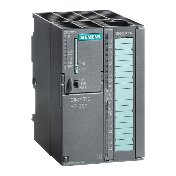 SIMATIC S7-300 CPU 312C CPU compacta con MPI 10 DI/6 DO 2 contadores rápidos (10 kHz) alimentación de DC 24V integrada memoria de trabajo de 64 Kbytes conector frontal (1 x 40 polos) y Se necesita Micro Memory Card
