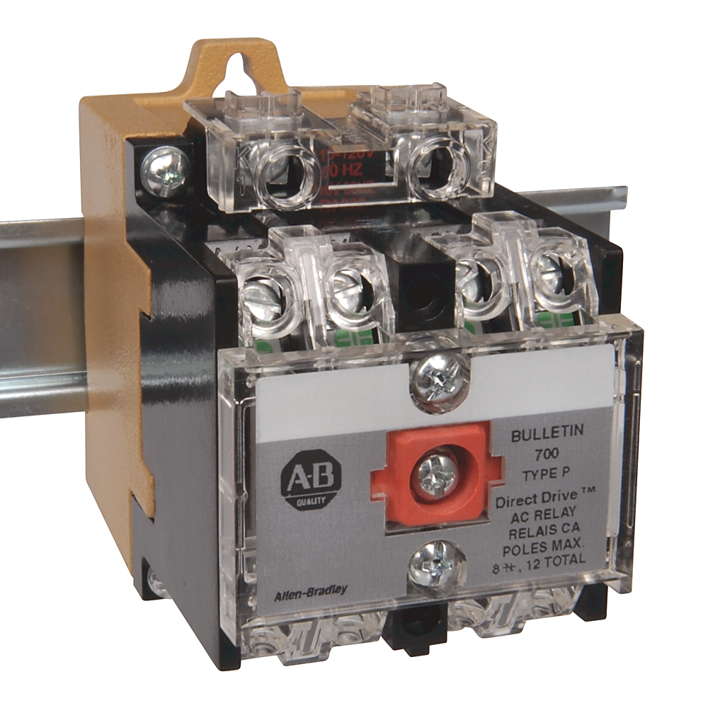 NEMA Heavy-Duty Industrial Relay , 4 N.O, 115-120V 60Hz, Open Type DIN Rail Mount