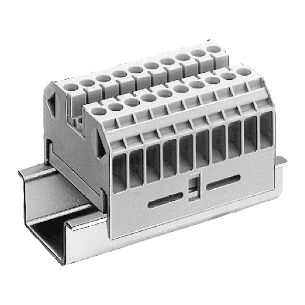 Borne de paso termoplástico Borne de tornillo en ambos lados Bloque de bornes 10 polos beige sin nombre 61 mm tam. 25