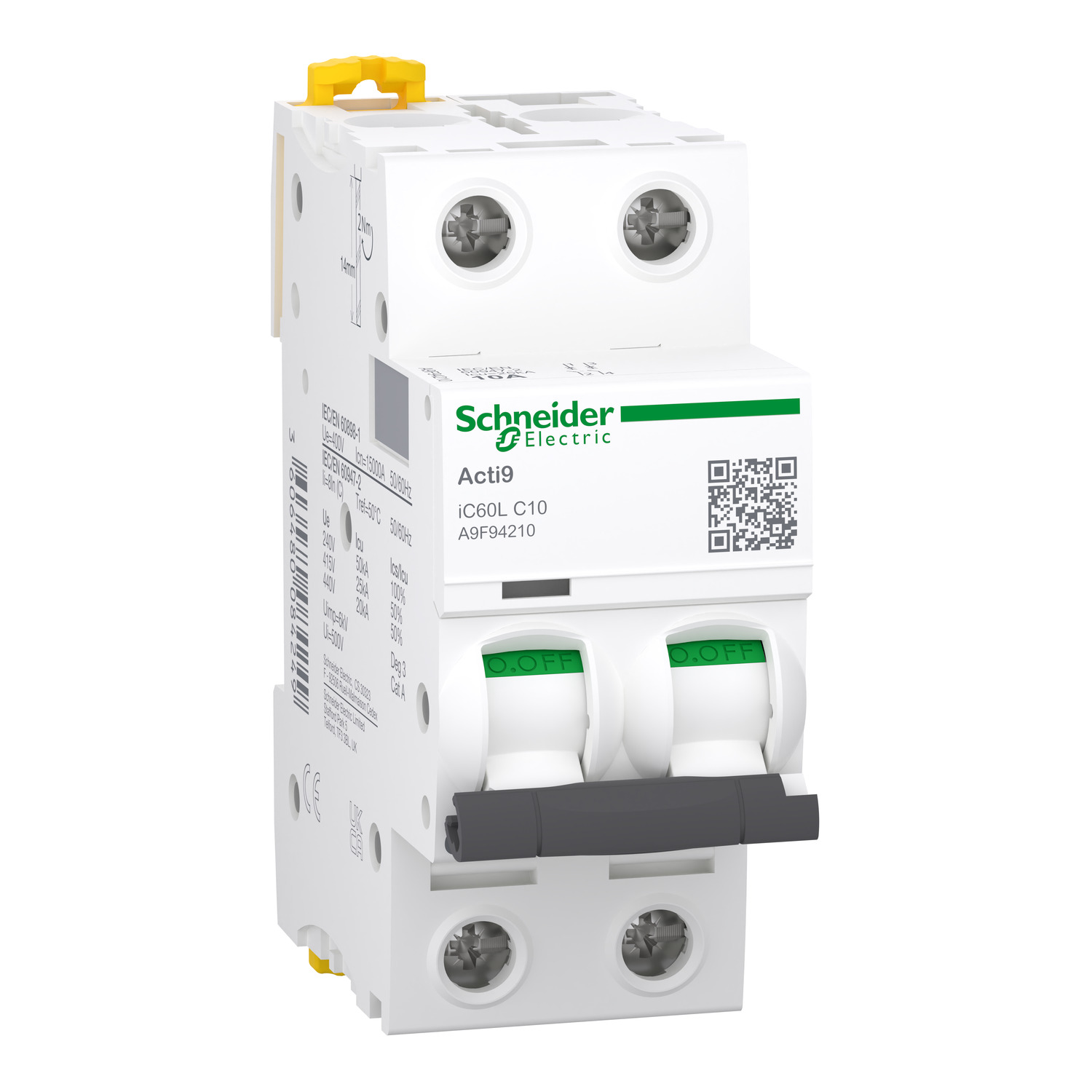 INTERRUPTOR TERMOMAGNETICO Acti 9 IC60L 2 POLOS 10A 15KA