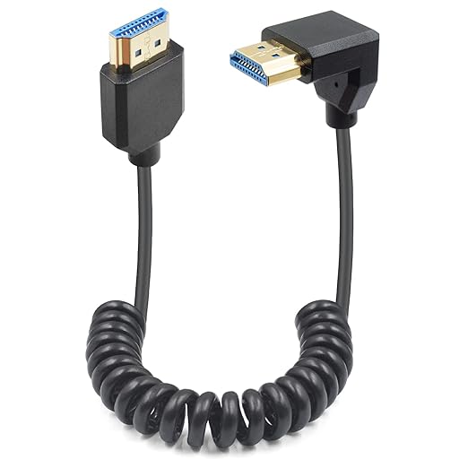 Cable en espiral HDMI de 90 grados 8K, extremo delgado hacia abajo HDMI macho a macho 1.2M