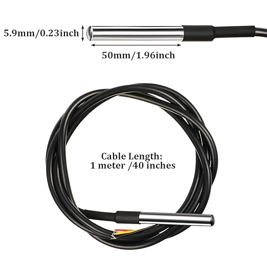 SENSOR TEMPERATURA IMPERMEABLE 3.0V - 5.5V, resolución ajustable de 9 a 12 bits,