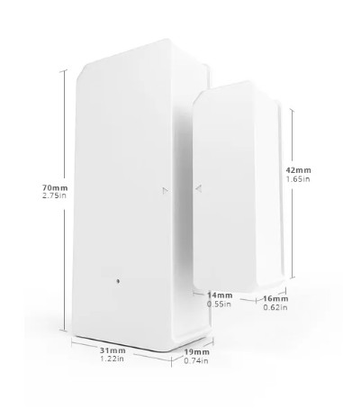 Sensor inalámbrico para puertas y ventanas DW2-Wi-Fi (sin batería) AAA 1,5 V (72 x 48 x 22,5 mm, largo x ancho x alto), PC V0