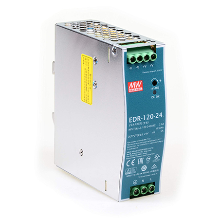 FUENTE ALIMENTACION 110/220VAC SALIDA 24VCC 5 A-120W MONTAJE RIEL SIMETRICO