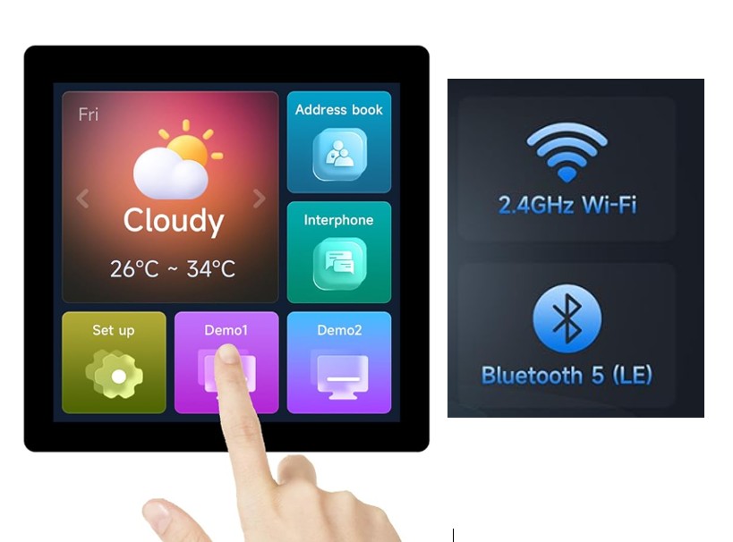 ESP32-S3 Pantalla táctil capac 4 pulgadas 480×480  WiFi