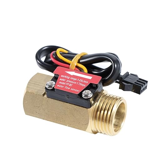 Sensor de flujo de agua G1/2 Rosca hembra a macho de latón 1 a 25 L/min Sensor de flujo de agua G1/2 Rosca hembra a macho de latón 1 a 25 L/min