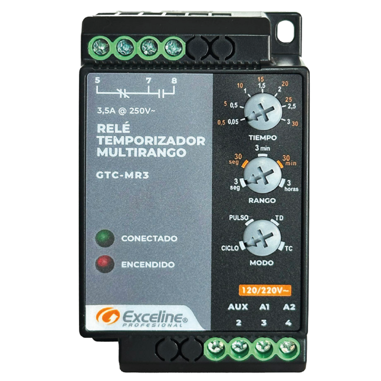 TEMPORIZADOR MULTIRANGO AJUSTABLE 110-220V (0.05Seg - 3Horas)