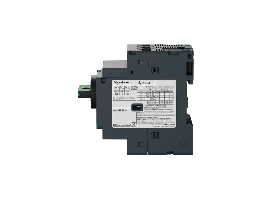 GUARDAMOTOR MAGNETOTÉRMICO 17-23 A, 75KA EN 440VCA, ACCIONADO POR MANDO GIRATORIO
