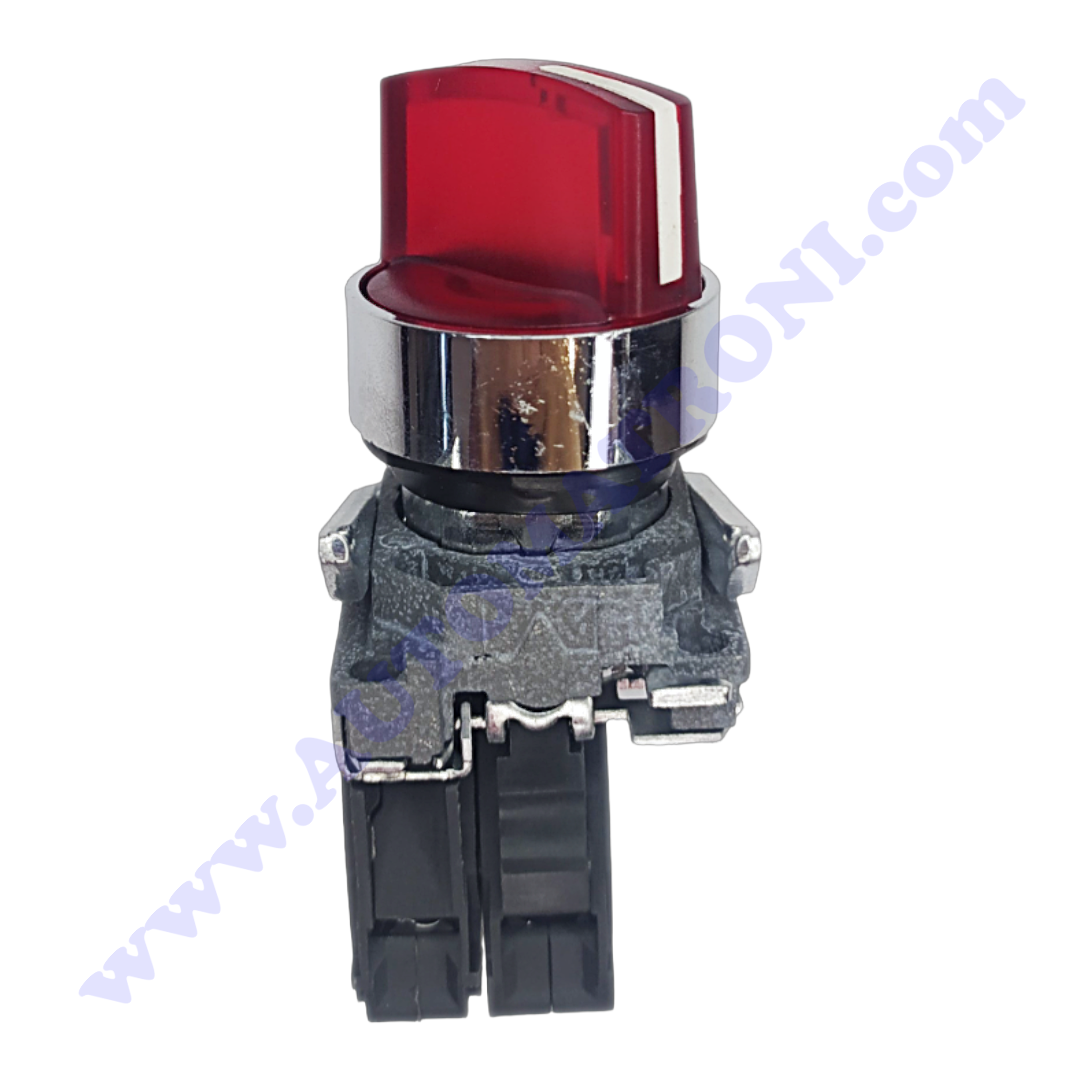 SELECTOR LUMINOSO ROJO 2 POSICIONES 1NA MANETA CORTA CON BOMBILLO 220V