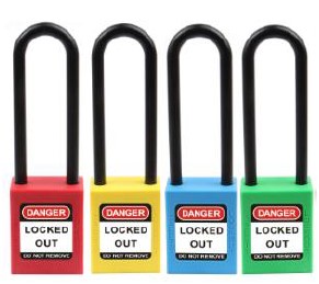 CANDADO DE SEGURIDAD CON LLAVE ARO DE PLASTICO 76MM LARGO 6MM  DIAM ROJO 