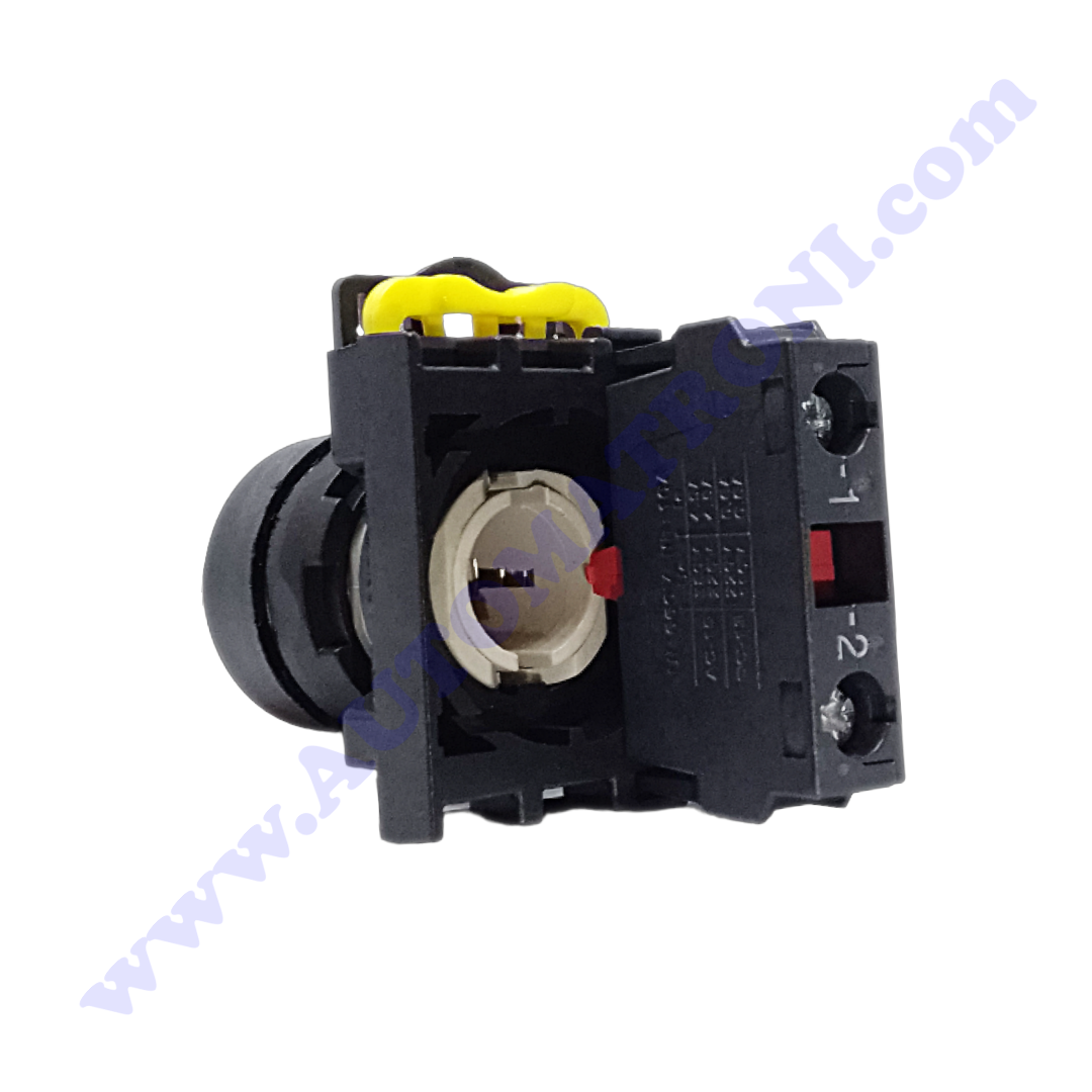 PULSADOR PLASTICO SALIENTE 22MM ROJO 1NC BISEL NEGRO