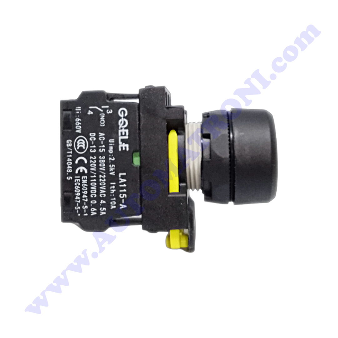 PULSADOR PLASTICO RASANTE 22MM VERDE 1NA BISEL NEGRO