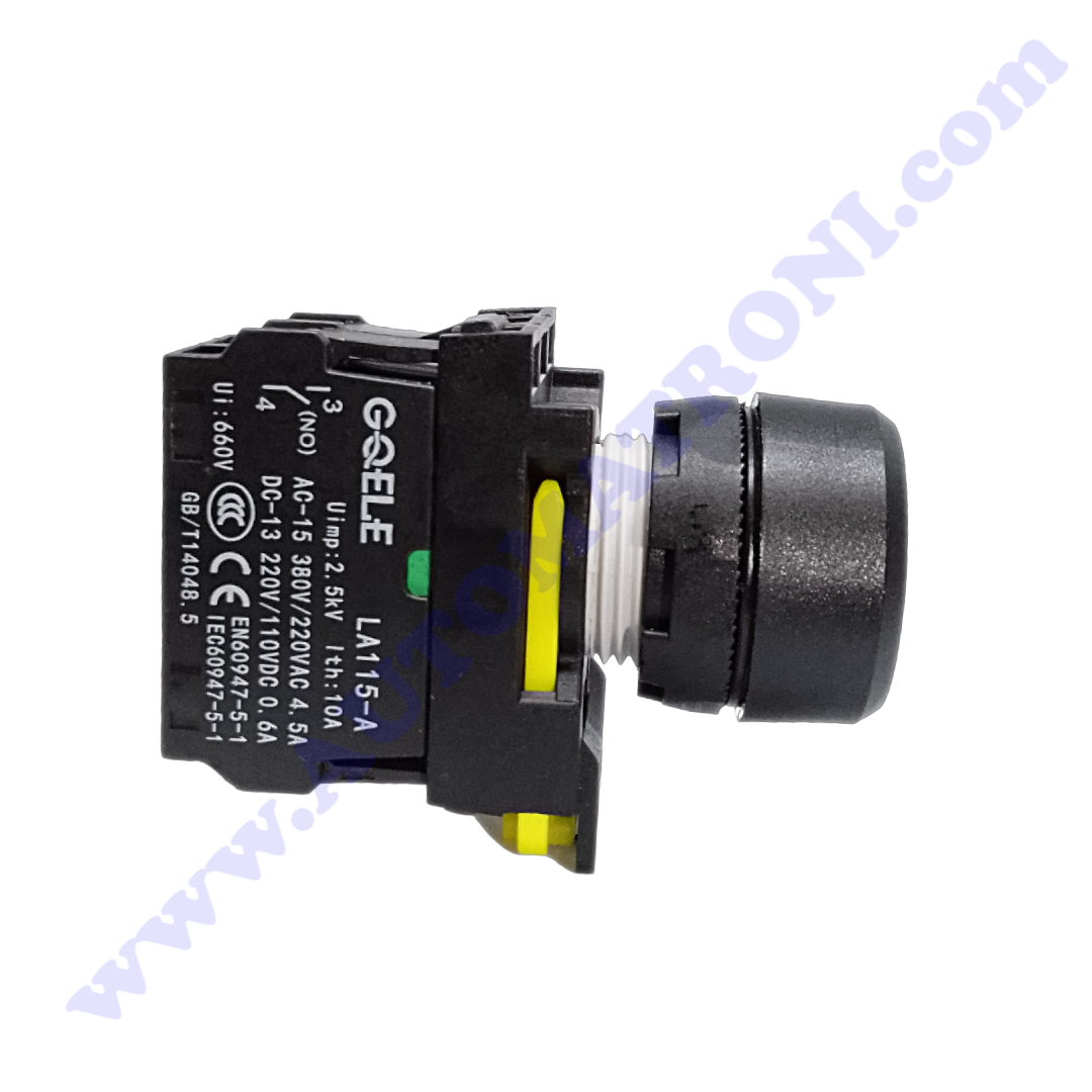 PULSADOR PLASTICO LUMINOSO VERDE 1NA CON BA9S 240 VAC BISEL NEGRO