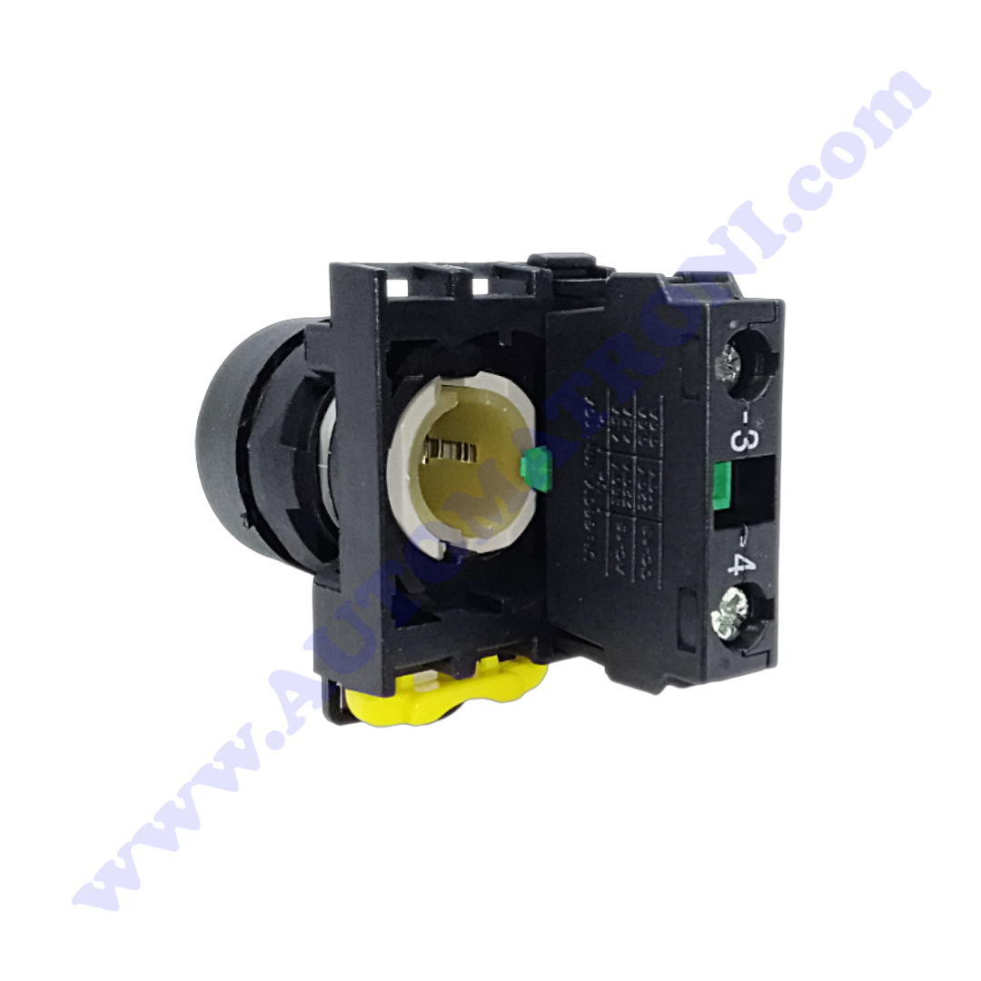 PULSADOR PLASTICO SALIENTE 22MM VERDE 1NA BISEL NEGRO