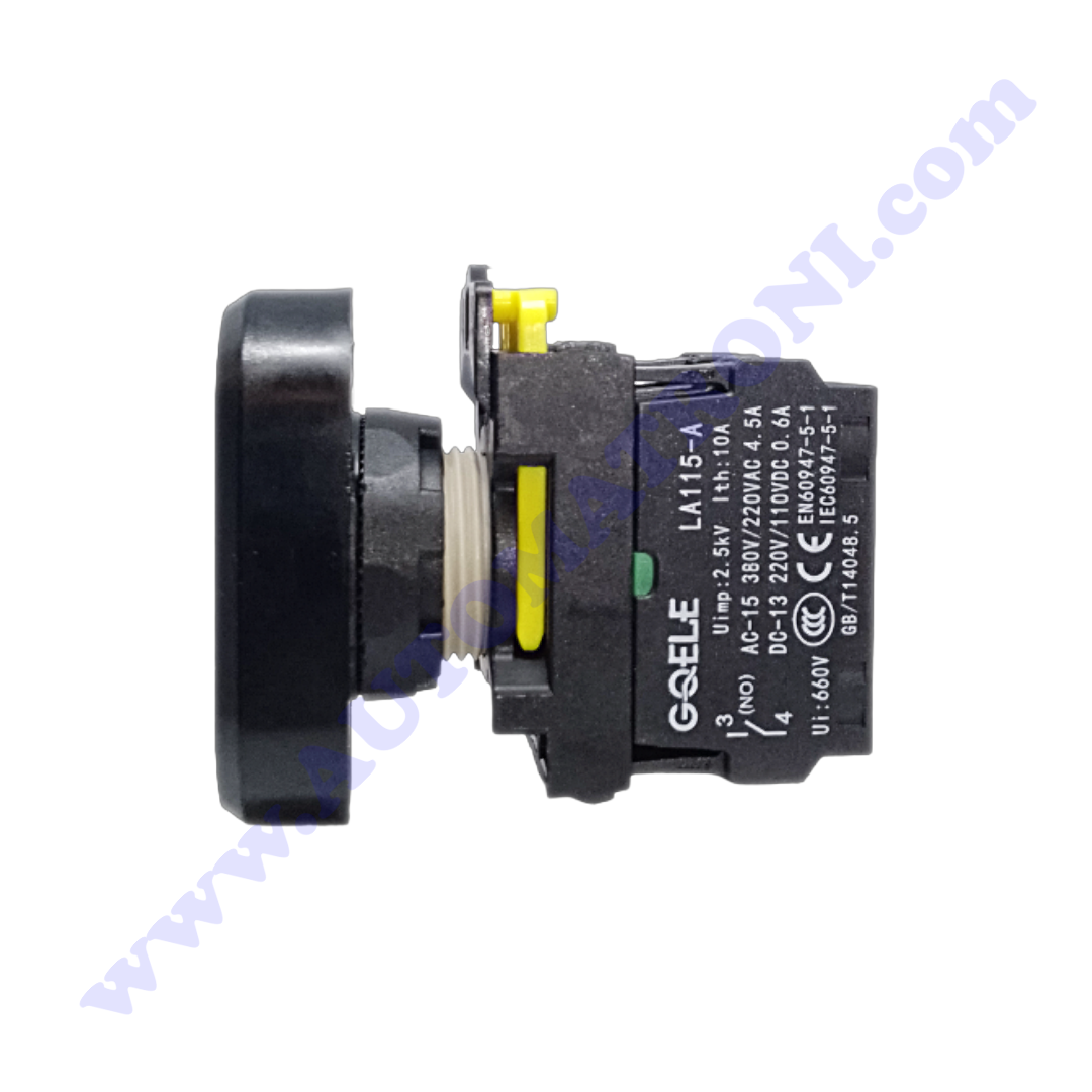 PULSADOR PLASTICO DOBLE 22mm VERDE RASANTE ROJO 1NA+1NC NO LUMINOSO BISEL NEGRO