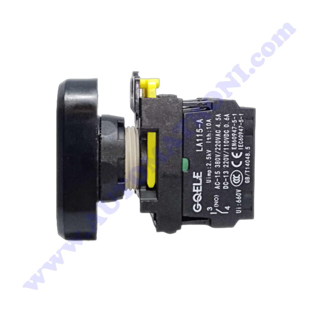 PULSADOR PLASTICO DOBLE 22mm VERDE (ON) RASANTE- ROJO (OFF) 1NA+1NC NO LUMINOSO BISEL NEGRO