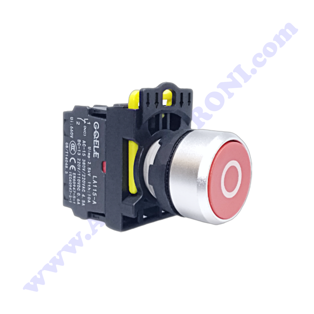 PULSADOR PLASTICO RASANTE 22MM ROJO  PULSADOR PLASTICO RASANTE 22MM ROJO