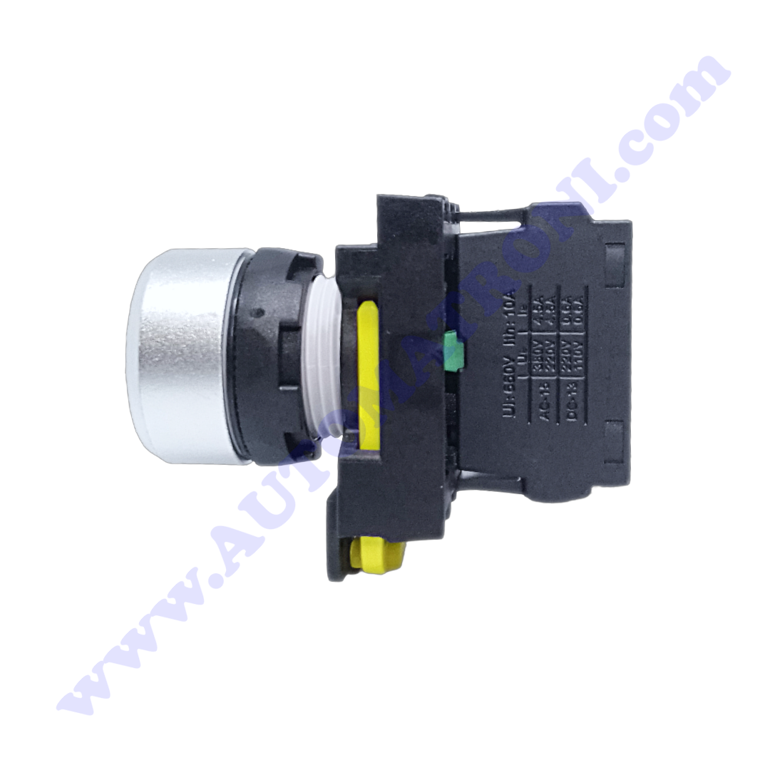 PULSADOR PLASTICO RASANTE 22MM VERDE 1NA BISEL METALICO