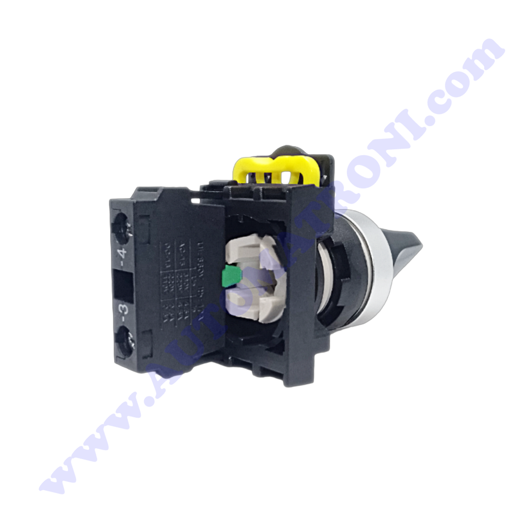 SELECTOR PLASTICO 2 POSICIONES BISEL METALICO M/CORTA 22MM 1NA