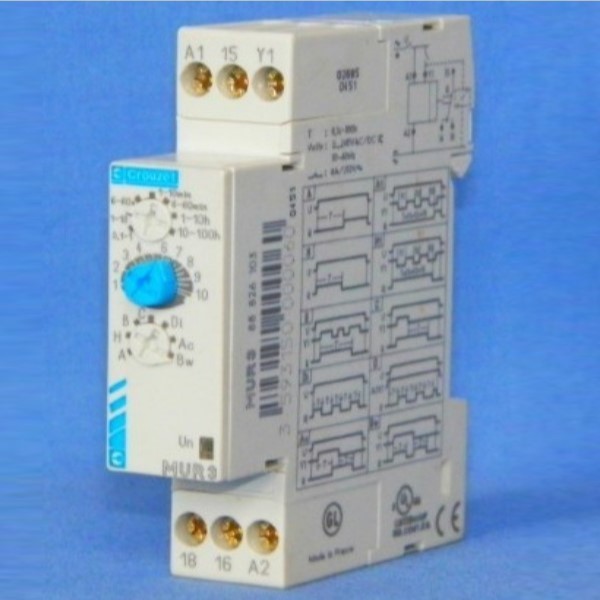 Temporizador multifuncion programable de 0.1seg..100horas  alimentacion  12..240 VAC/VDC riel simetrico 17.5 mm