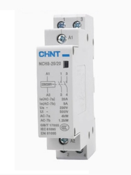 Contactor Modular Riel Din 2P 25A 220/230Vac, 50/60 Hz.