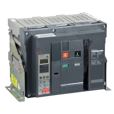 Interruptor MASTERPACT NW25 - H2 6.0E, 3 Polos. Ejecución extraíble, tipo bastidor abierto, 2500 A regulable de 0.4 a 1 Inom, 100 kA Icu a 220 ... 240/380...440 V AC 50/60 Hz conforme a IEC 60947-2, tensión de empleo 690 V AC y tensión de aislamiento 1000 V AC. Micrologic 6.0E, Protección en intensidad: Largo Retardo (Ir), corto retardo (Isd), instantánea (Ii) y protección a tierra (Ig), con medidor de energía digital incluido, señalización de defectos y contactos auxiliares. Con chasis NW 3200A 3P, con conexión trasera superior horizontal y conexión trasera inferior horizontal. Mando motor MCH en 100/130 V AC. y bobina de cierre (XF) en 100/130 V AC/DC. Incluye bobina de apertura (MX) en 100/130 V AC/DC, con 4 contacto auxiliar 4 (OF de 6 A-240VAC.), con cortinas de seguridad (safety shutters) y marco de puerta.