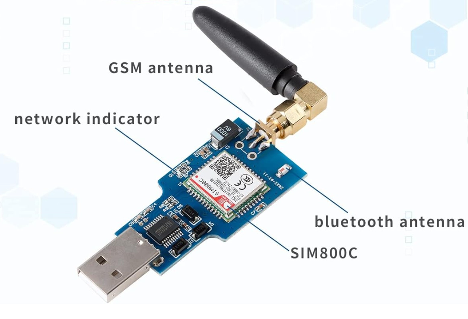 MODU USB a GSM/GPRS 850/900/1800/1900MHz 2G/3G/4G Micro SIM Card/Bluetooth/SMS transmisión de datos