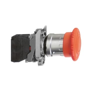 PULSADOR HONGO 22MM CAPUCHON 32MM GIRAR PARA DESENCLAVAR ROJO 1NC